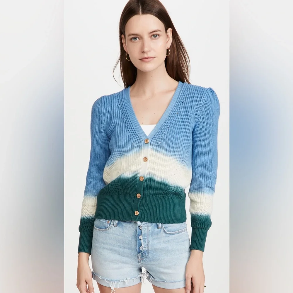 NWT Veronica Beard Parula Ombre Tie-Dye Cardigan Sweater - Picture 1 of 5